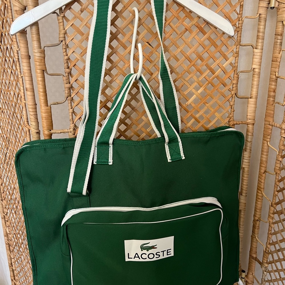 Lacoste Travel Garment Zippered & carry weekender bag travel luggage - Picture 3 of 12